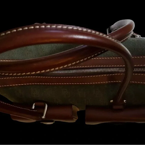 Rooney & Bourke Vintage Shoulder Bag Green Canvas with Brown Leather Trim/Accent - Picture 15 of 17